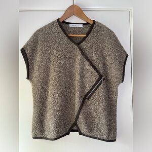 Skovhuus Danish Knitwear Pullover Nubby Knit Short Sleeve Sweater Zipper Detail